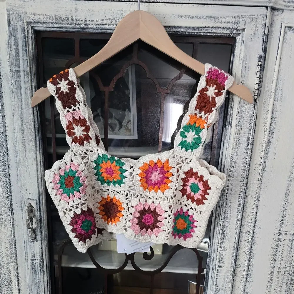 NWT Beach Riot x Anthropologie Crochet Cotton Crop Top - Size Large